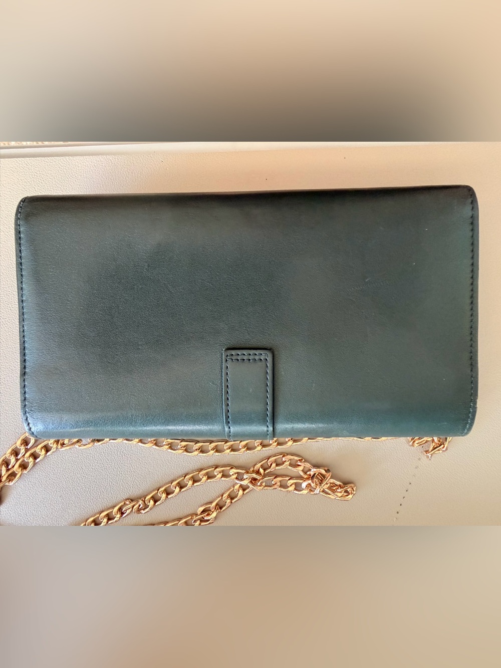 Saint Laurent Forest Green Leather YSL Wallet with Gold Chain - Picture 4 of 4